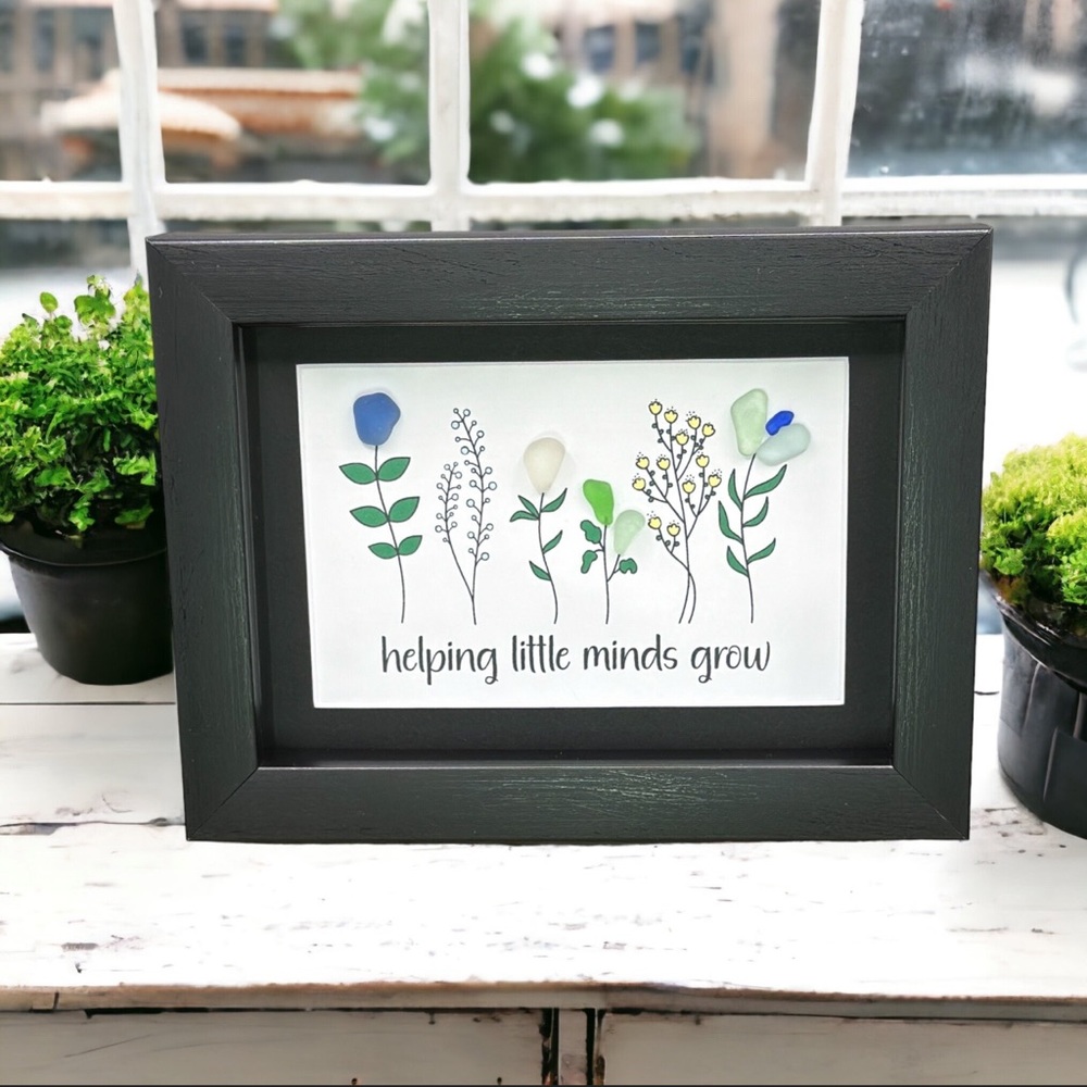 Sea Glass Art Teacher Appreciation Gift| Seaglass Flower Gift For Teacher Aide - Picture 2 of 8